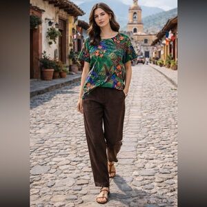 Vintage 1980s floral tropical blouse